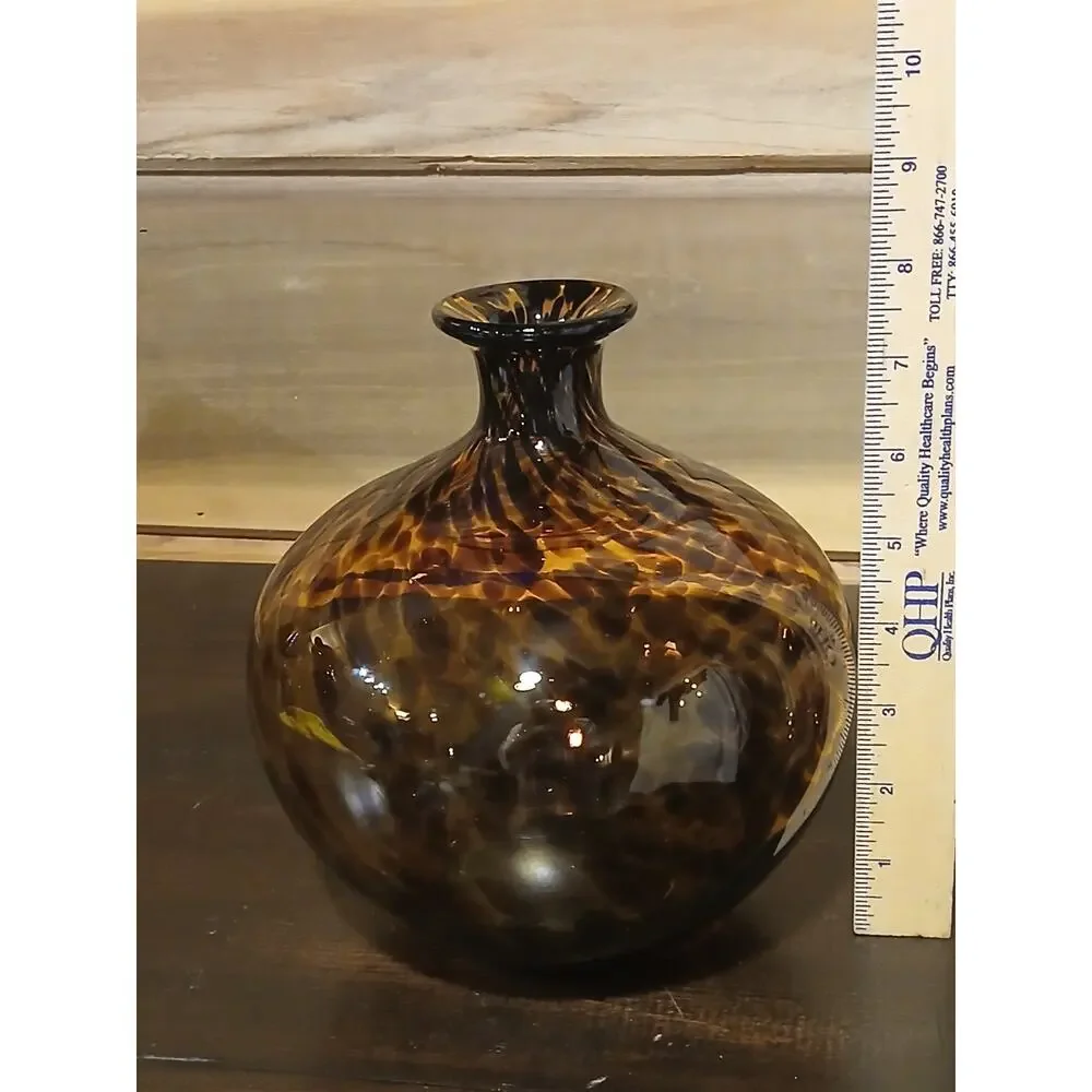 Vintage Tortoiseshell Blown Glass Vase 8